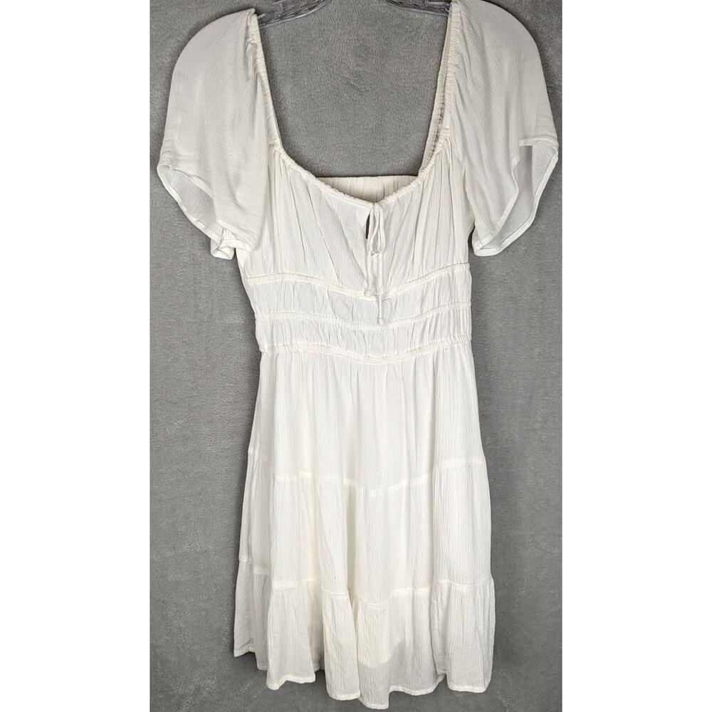 White Smocked Tiered Mini Skort Dress - Size Small Island vacation, resort
